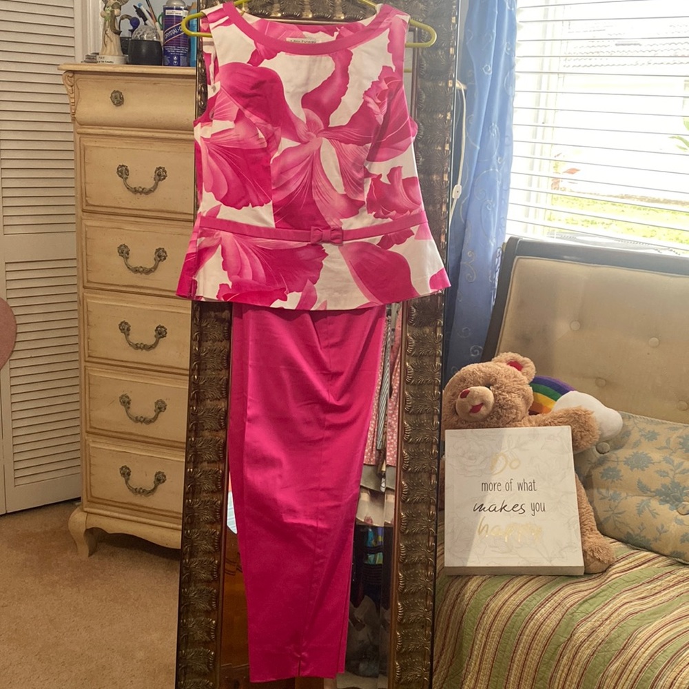 Miss Dorby PETIT Pink & White sleeveless pant set